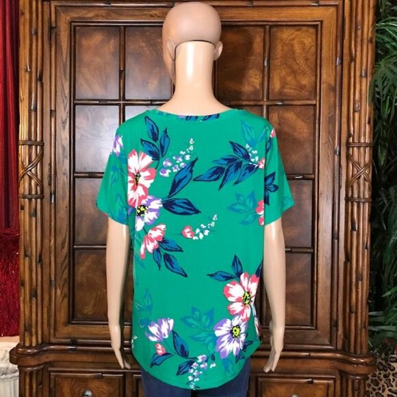 Iman Green Tropical Floral Print Jersey Top - Picture 5 of 16